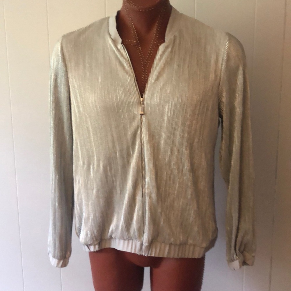 Silver ribbed baseball jacket women’s xl